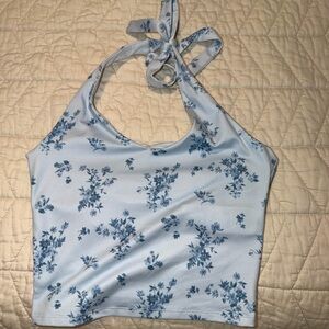 Hollister Blue Floral Crop Top